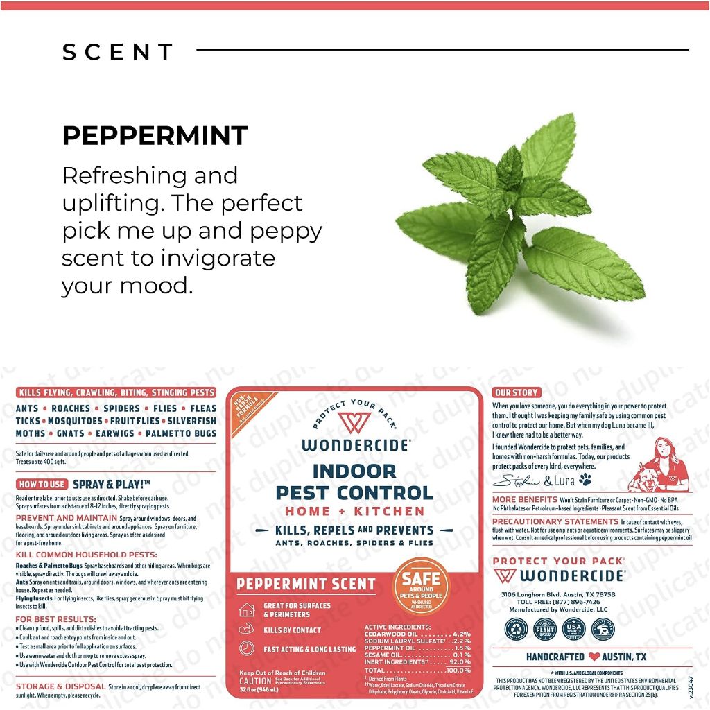 Wondercide Indoor Pest Control Peppermint Scent - 32 fl oz / 946ml