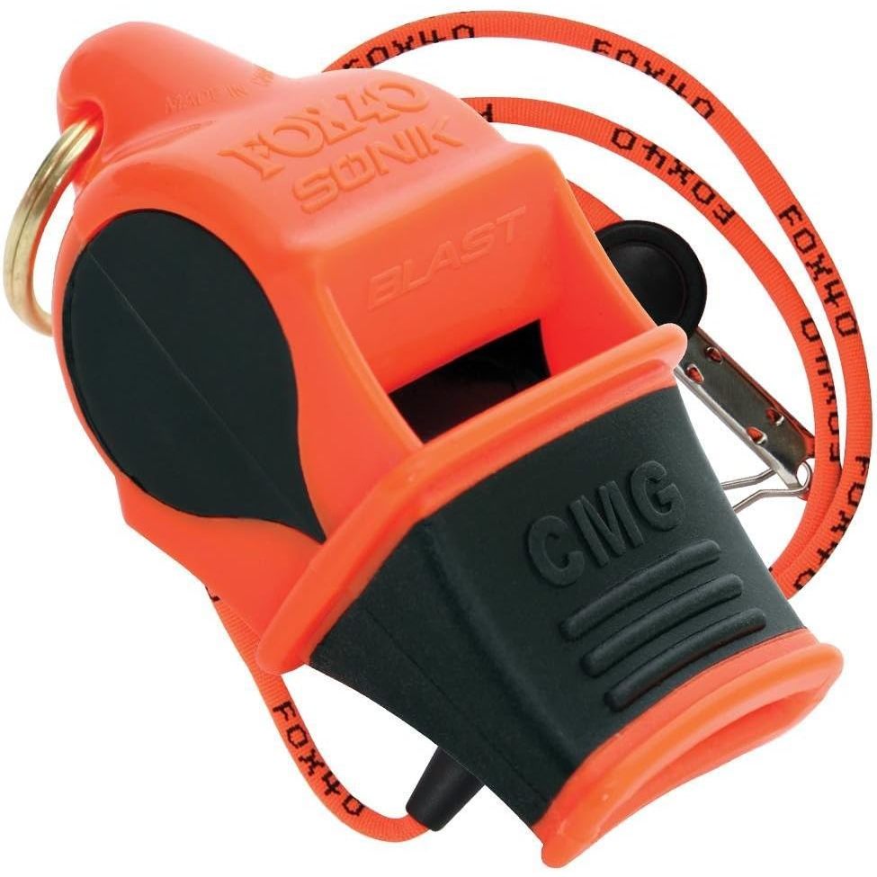 Fox 40 Sonik Blast Pealess Whistle (120 db) Black & Orange