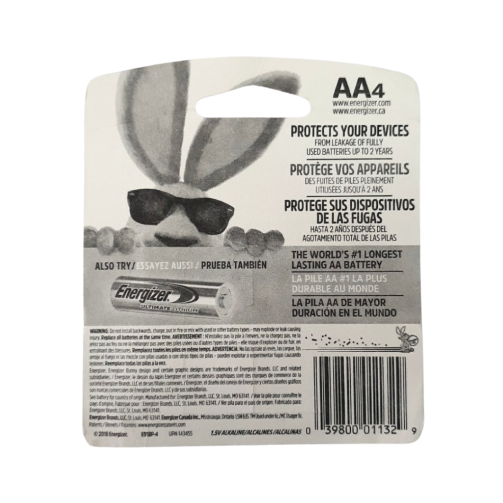 Energizer Max Alkaline AA Batteries Pack of 4