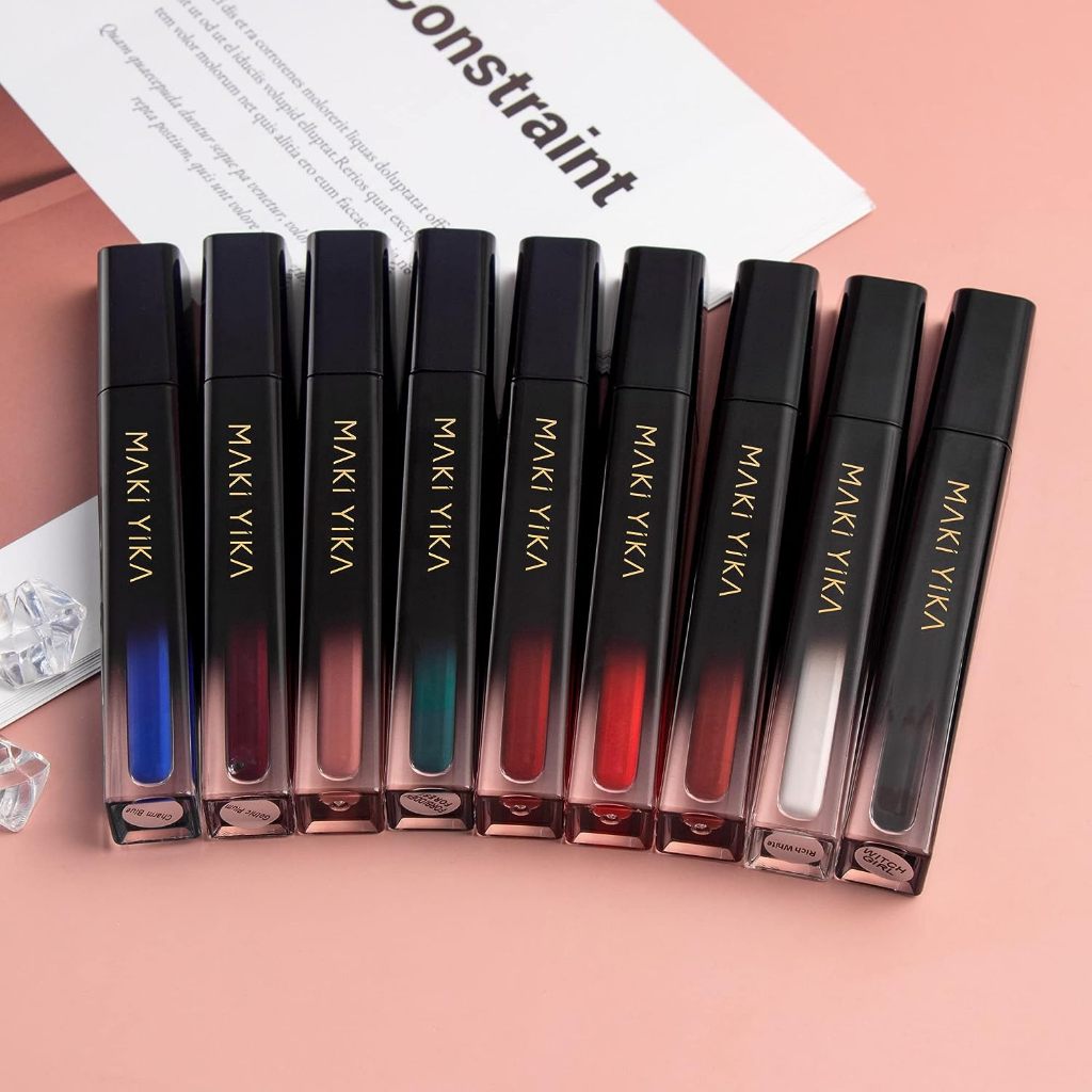 MAKI YIKA Blue Lipstick Matte, Charm Blue Liquid Lipstick Long Lasting 24 Hour Lip Gloss