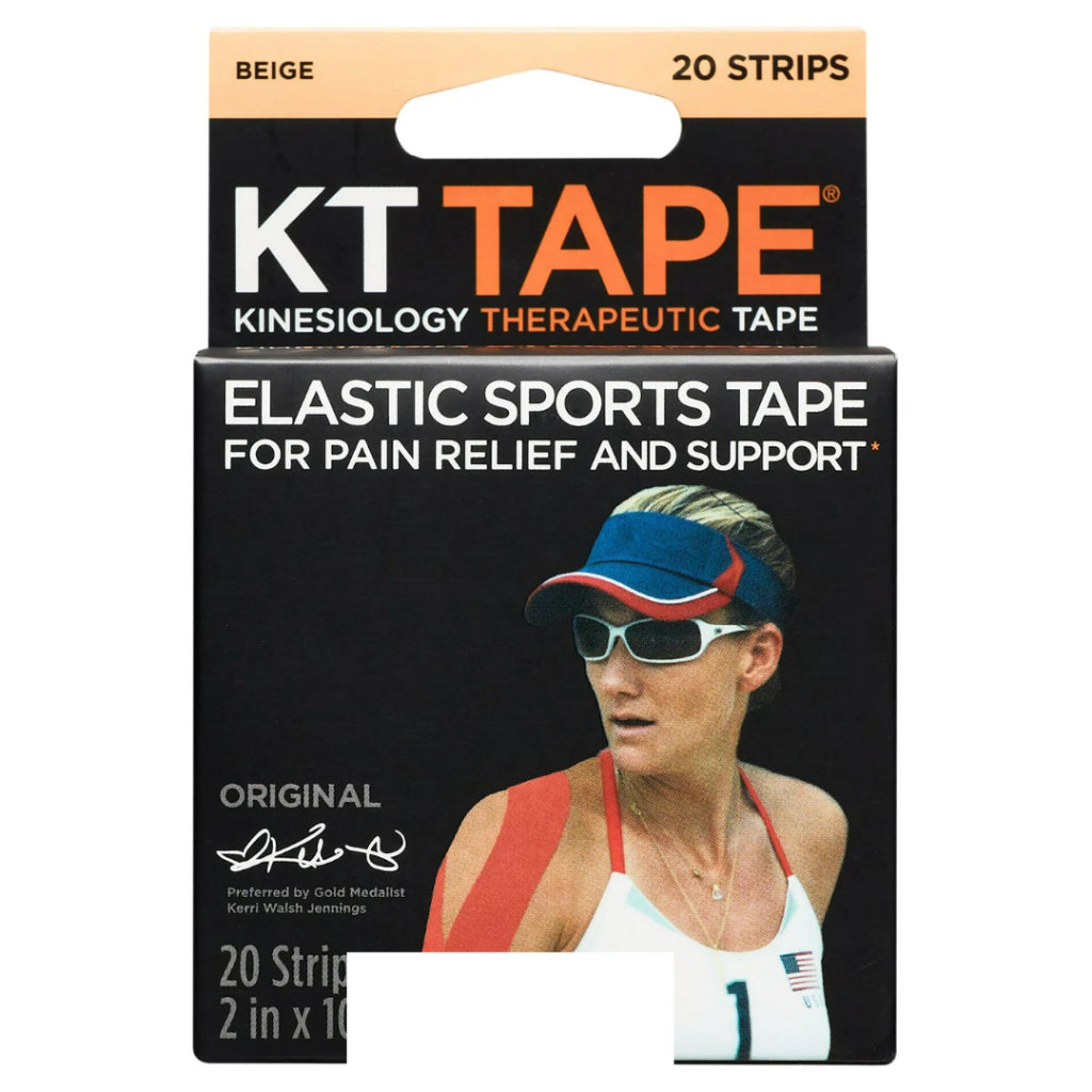 KT Tape Original Cotton Elastic Kinesiology Therapeutic Athletic Tape, 2" x 10" Black, 20 Strips
