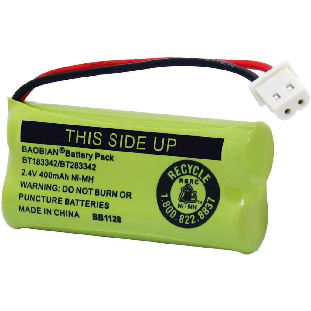 BAOBIAN BT183342/BT283342 2.4V 400mAh Ni-MH Rechargeable Cordless Phone Battery (2 Pack)
