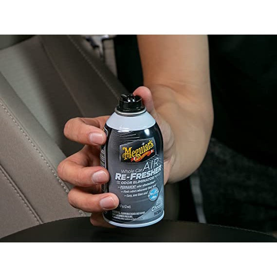 Meguiar's Whole Car Air Re-Fresher Odor Eliminator Chrome Black Scent 2 Oz (57 g)