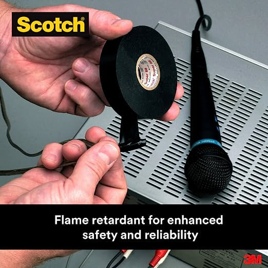 Scotch 3M Vinyl Electrical Tape Super 88 Heavy Duty Grade 3/4 in x 44 ft Black 1 roll
