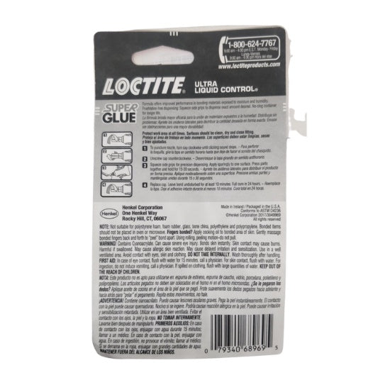 Loctite Super Glue Ultra Liquid Control Water Resistant Dishwasher Safe 0.14 fl oz (4g)