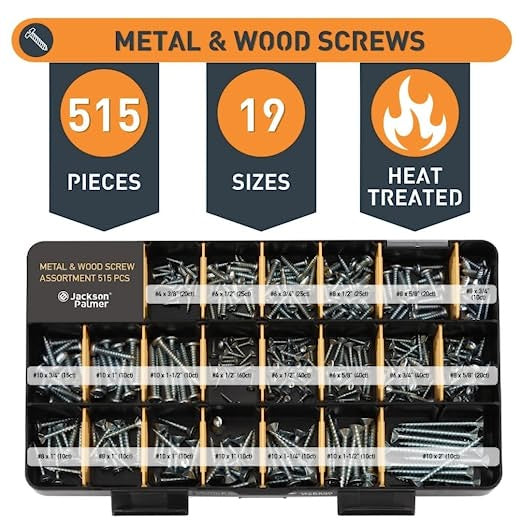 Jackson Palmer 2050pcs Hardware Assortment Kit with Screws, Nuts, Bolts & Washers (3 Trays)