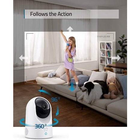eufy Security Indoor Security Camera With 2K Resolution And On-Device AI Home Kit Pan 24/7 Recording