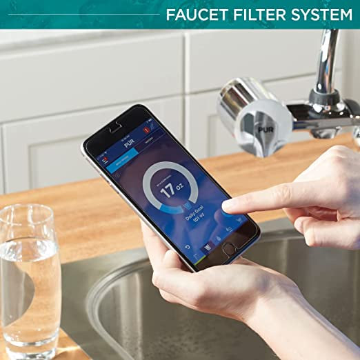PUR Plus Chrome Faucet Filtration System With Bluetooth Easy To Attach With No Tools
