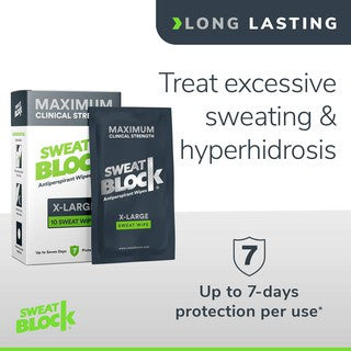 SweatBlock Maximum Strength Antiperspirant Sweat Wipes X-Large, 1 Count