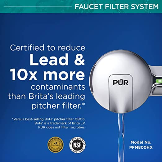 PUR Plus Chrome Faucet Filtration System With Bluetooth Easy To Attach With No Tools