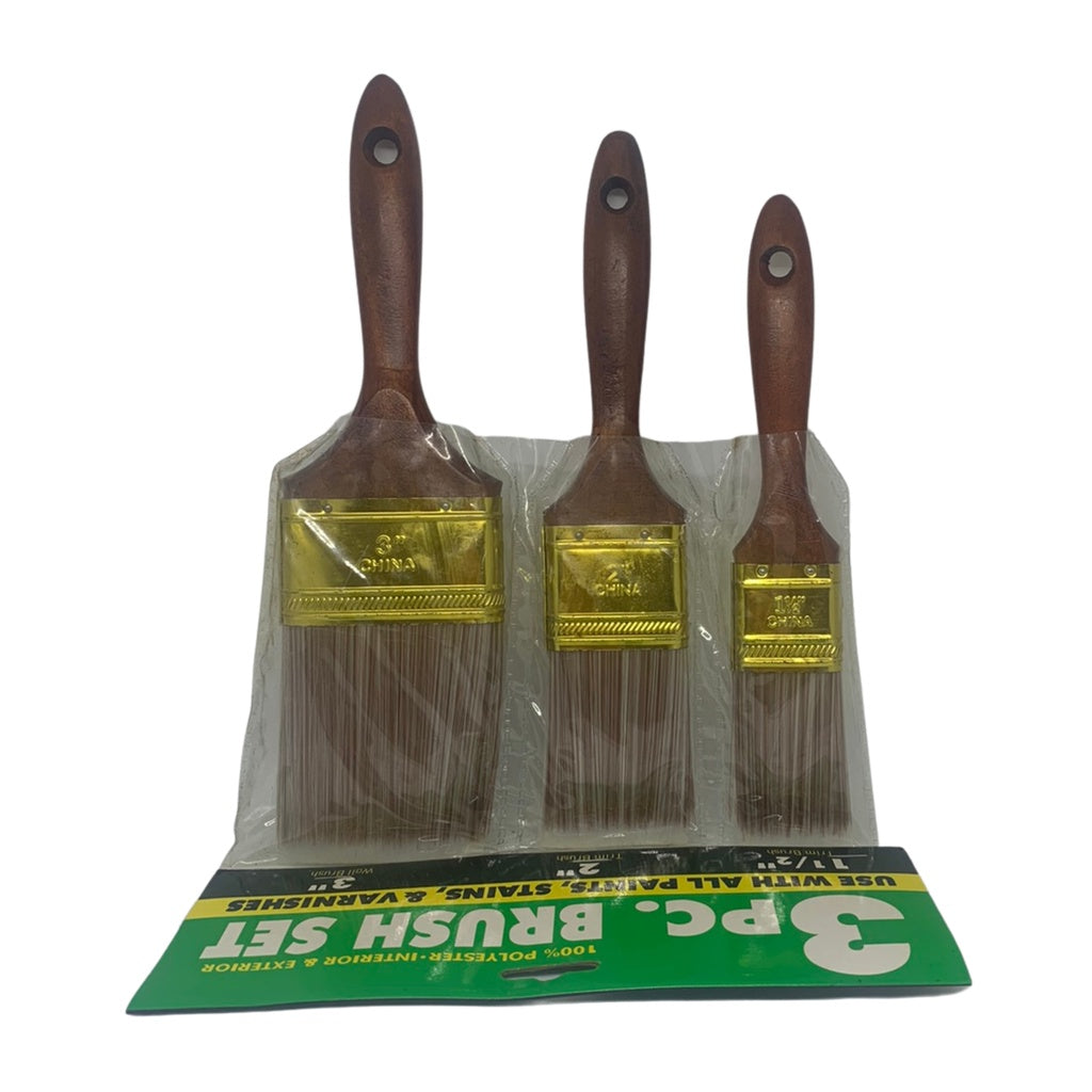 Polyester for Interior & Exterior 3 Piece Brush Set for Paints Stains & Varnishes (02517)