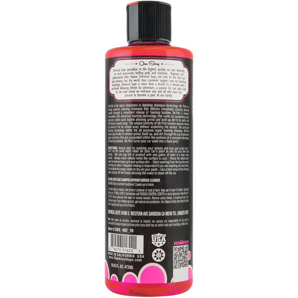 Chemical Guys Mr. Pink Super Suds Car Shampoo Superior Surface Cleanser Candy Scent 16 Fl Oz