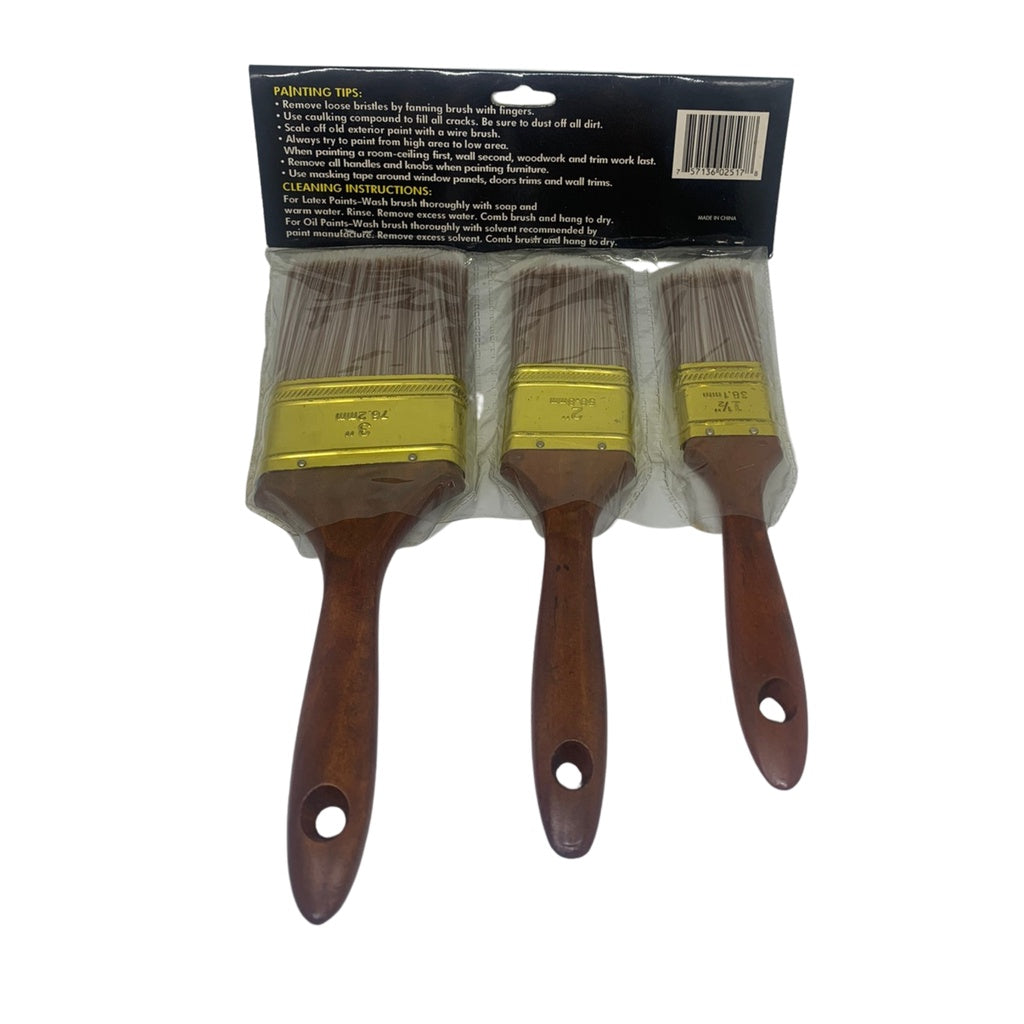 Polyester for Interior & Exterior 3 Piece Brush Set for Paints Stains & Varnishes (02517)