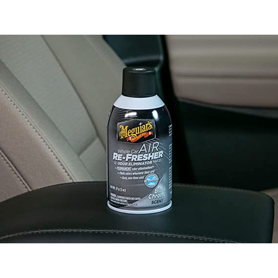 Meguiar's Whole Car Air Re-Fresher Odor Eliminator Chrome Black Scent 2 Oz (57 g)