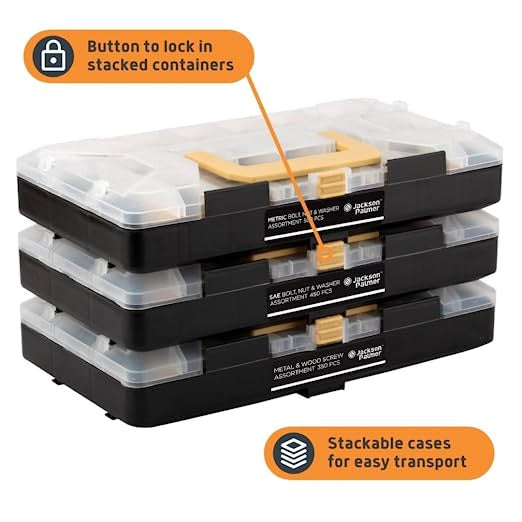 Jackson Palmer 2050pcs Hardware Assortment Kit with Screws, Nuts, Bolts & Washers (3 Trays)