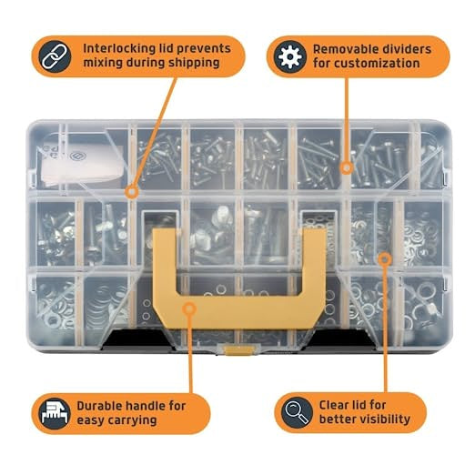 Jackson Palmer 2050pcs Hardware Assortment Kit with Screws, Nuts, Bolts & Washers (3 Trays)