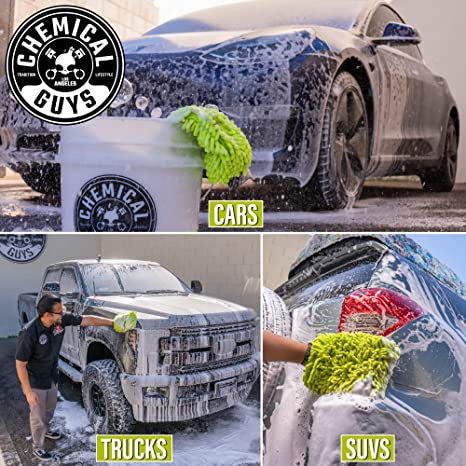 Chemical Guys Chenille Wash Mitt Lime Green 1 Count (MIC493)