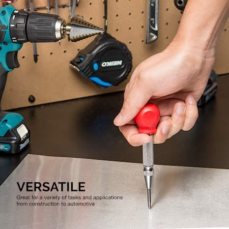 Neiko 02638A 5-Inch Automatic Center Hole Punch With Adjustable Impact Spring-Loaded Puncher Tool