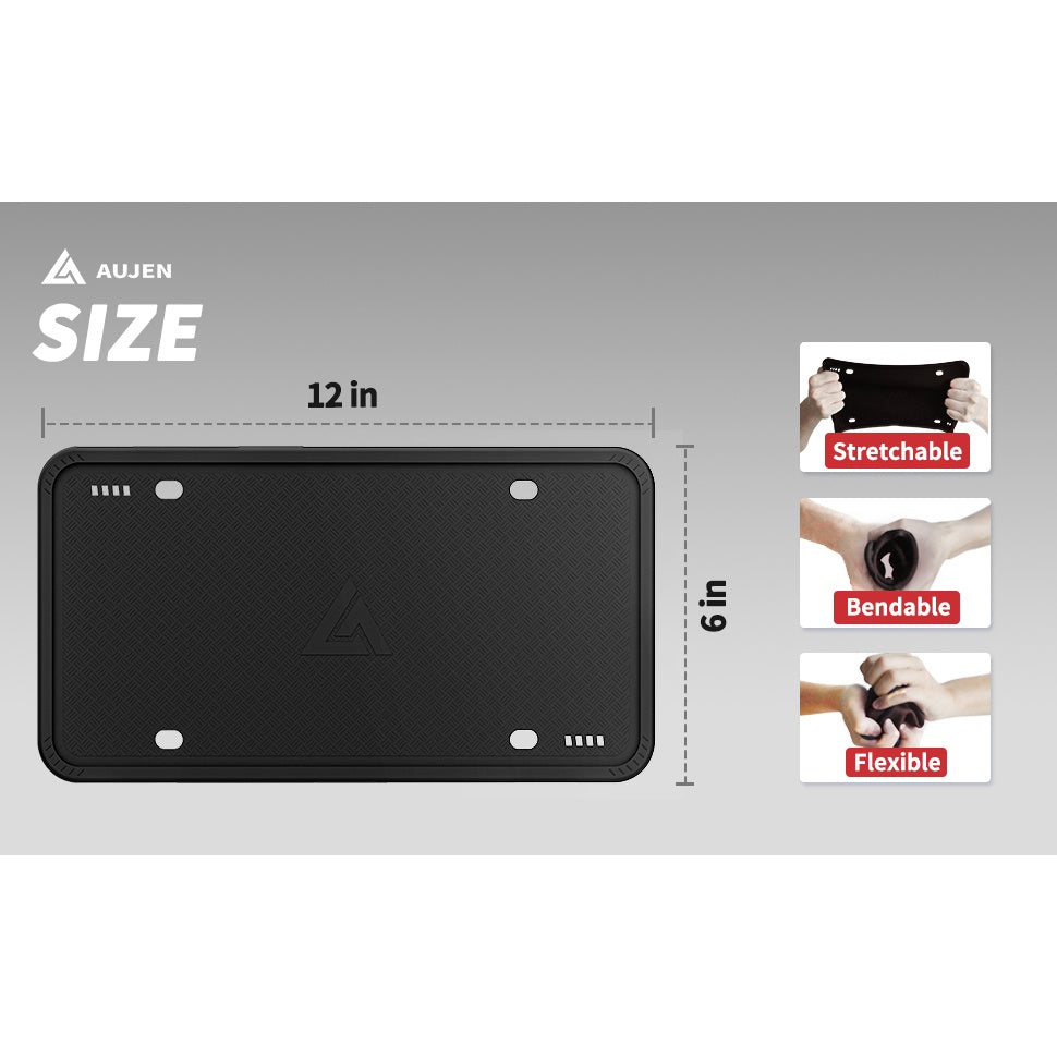 Aujen Silicone US Car License Plate Cover & Frame Rust - Proof Weather - Proof Black Pack Of 2