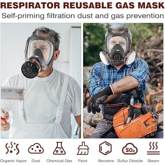 Full Face Gas Respirator Mask (Reusable) 1 Count