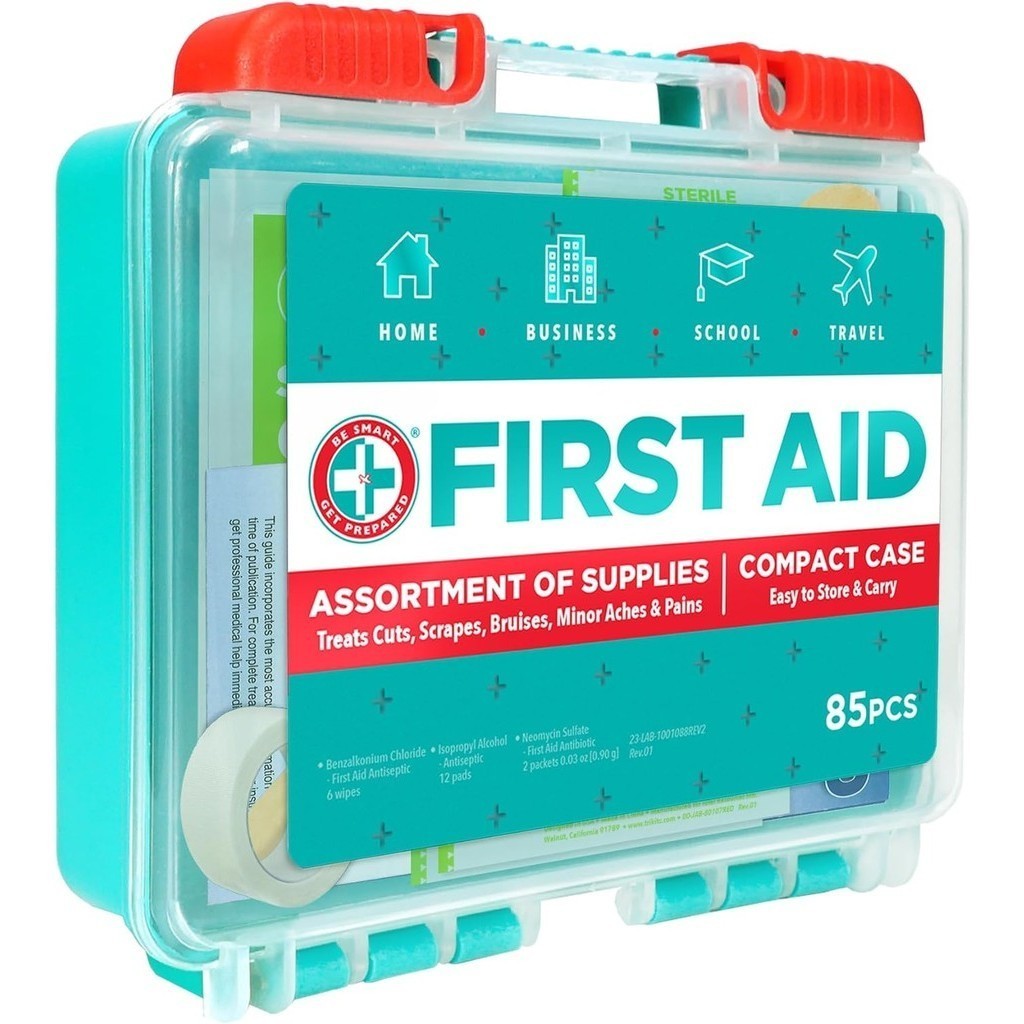 Be Smart Get Prepared First Aid Assortment of Supplies Compact Case (85 Pieces)