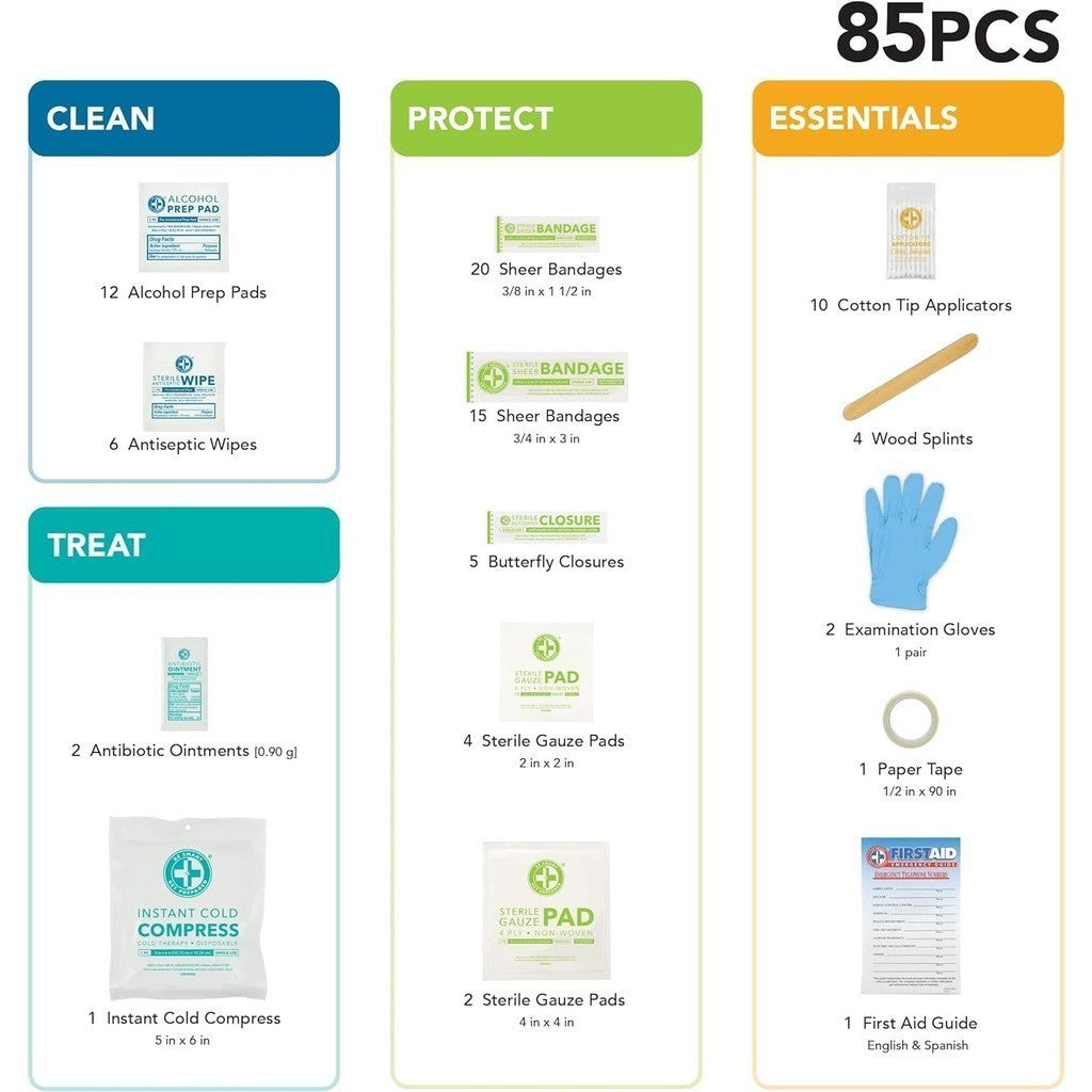 Be Smart Get Prepared First Aid Assortment of Supplies Compact Case (85 Pieces)