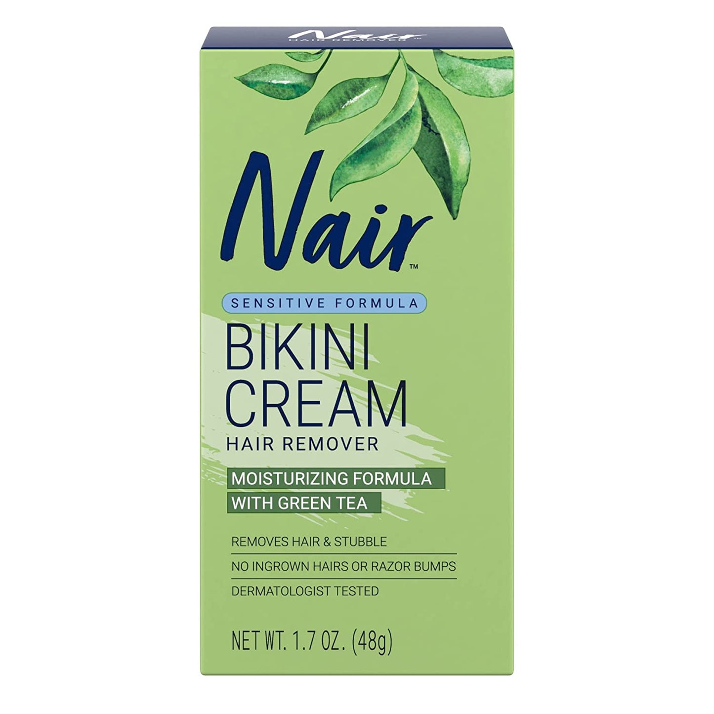 Nair Sensitive Formula Bikini Cream Hair Remover Moisturizing Formula With Green Tea - 48g