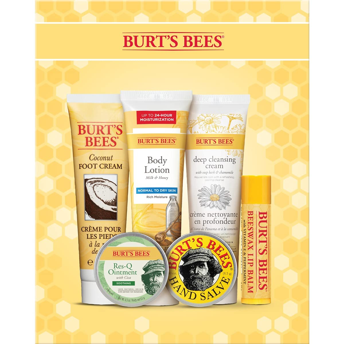 Burt's Bees Timeless Minis Kit Lip Balm Foot Cream Body Lotion Cleansing Cream Ointment Hand Salve