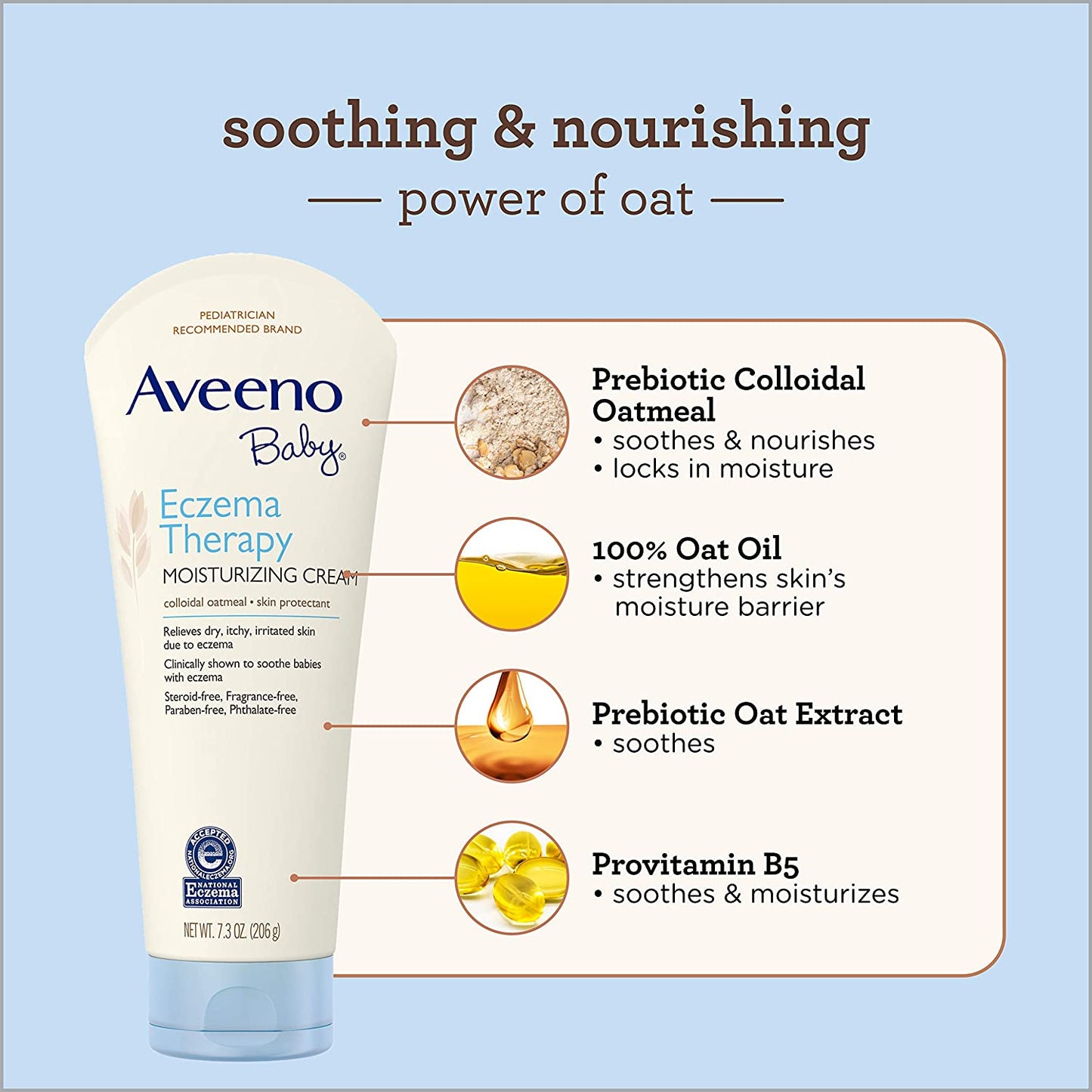 Aveeno Baby Eczema Therapy Moisturizing Cream with Colloidal Oatmeal + Vitamin B5, 7.3 oz. / 206g