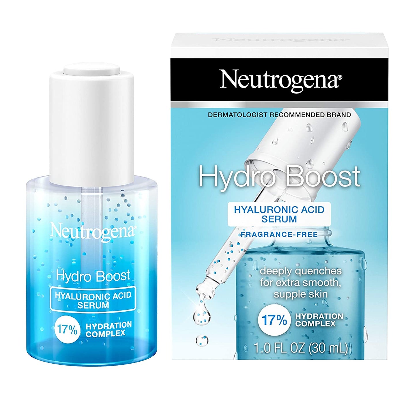 Neutrogena Hydro Boost Hyaluronic Acid Serum with 17% Hydration Complex, Lightweight, 1.0 fl.oz / 30ml