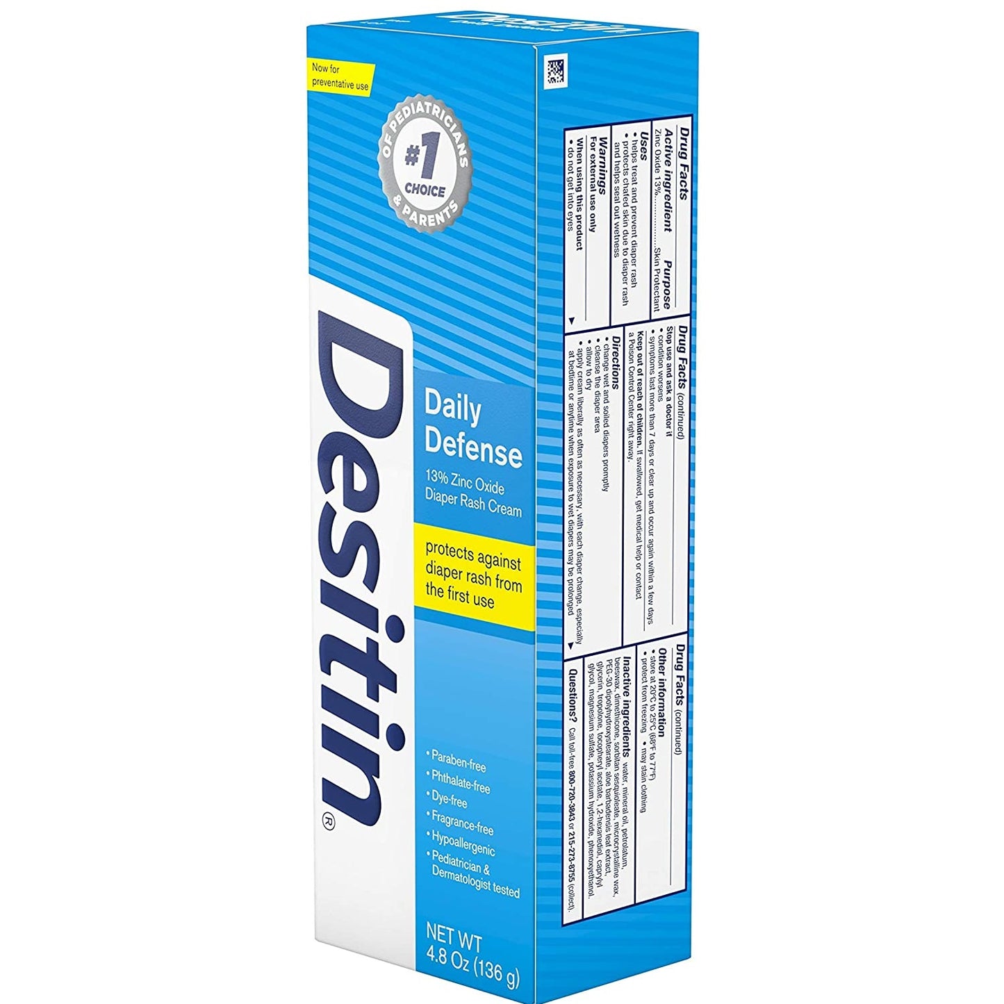 Desitin Daily Defense Baby Diaper Rash Cream with 13% Zinc Oxide 4.8 oz / 136 g