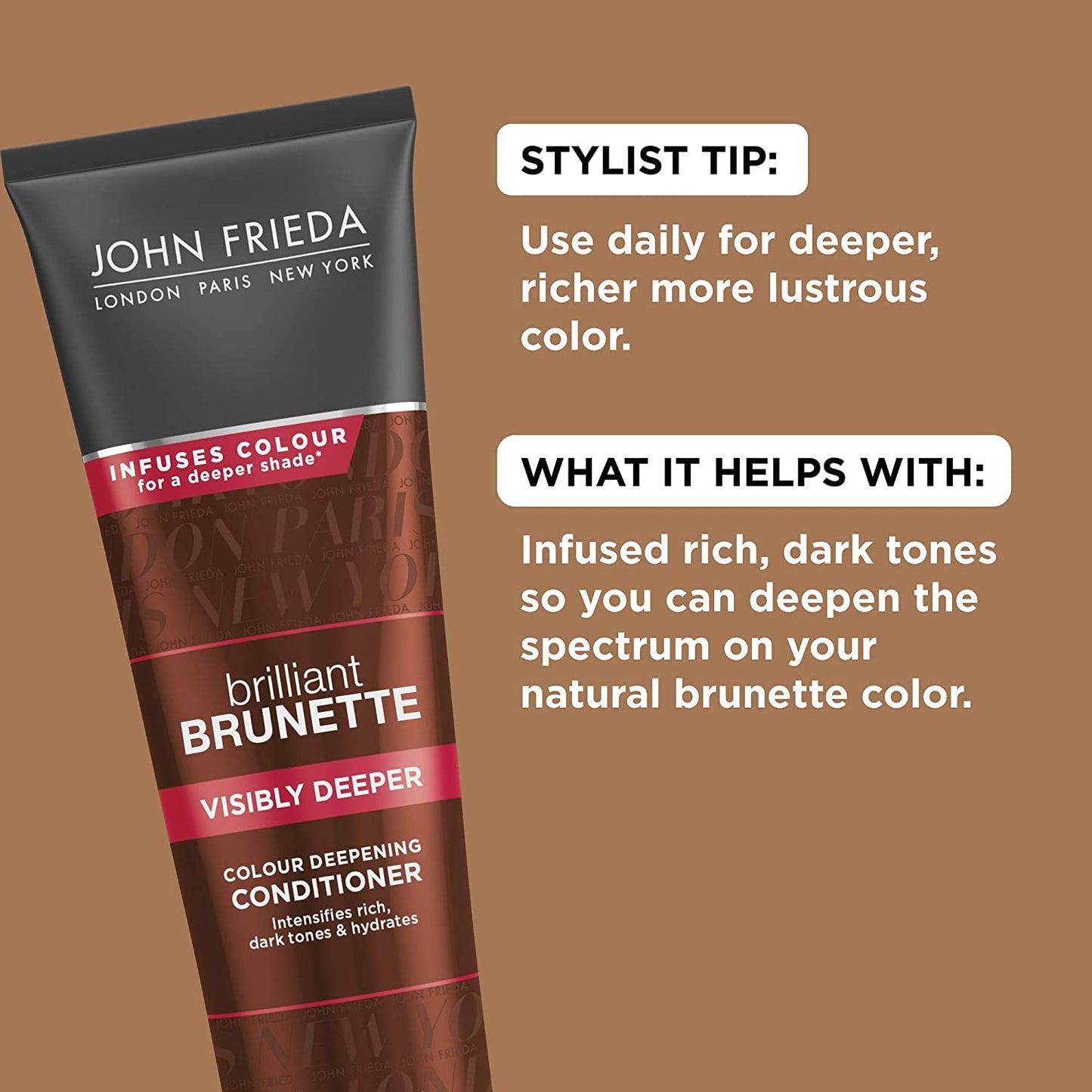 John Frieda Brilliant Brunette Colour Deepening Conditioner, 8.3 fl.oz / 245ml PACKAGING MAY VARY