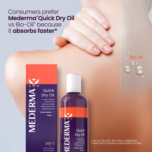 Mederma Quick Dry Oil for Scars, Stretch Marks, Uneven Skin Tone and Dry Skin 3.4 fl. oz (100 ml)