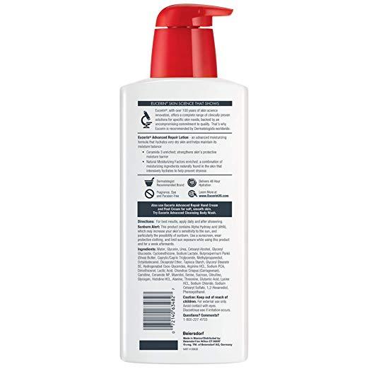 Eucerin Advanced Repair Lotion - Fragrance Free, Full Body Lotion for Very Dry Skin - 16.9 fl. oz. Pump Bottle