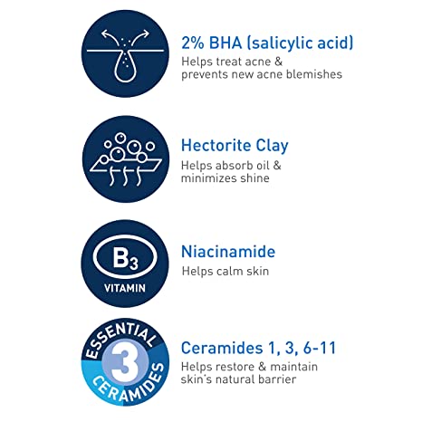 CeraVe Acne Control Cleanser 2% Salicylic Acid Oil - Absorbing Technology 8 Fl Oz (237ml)