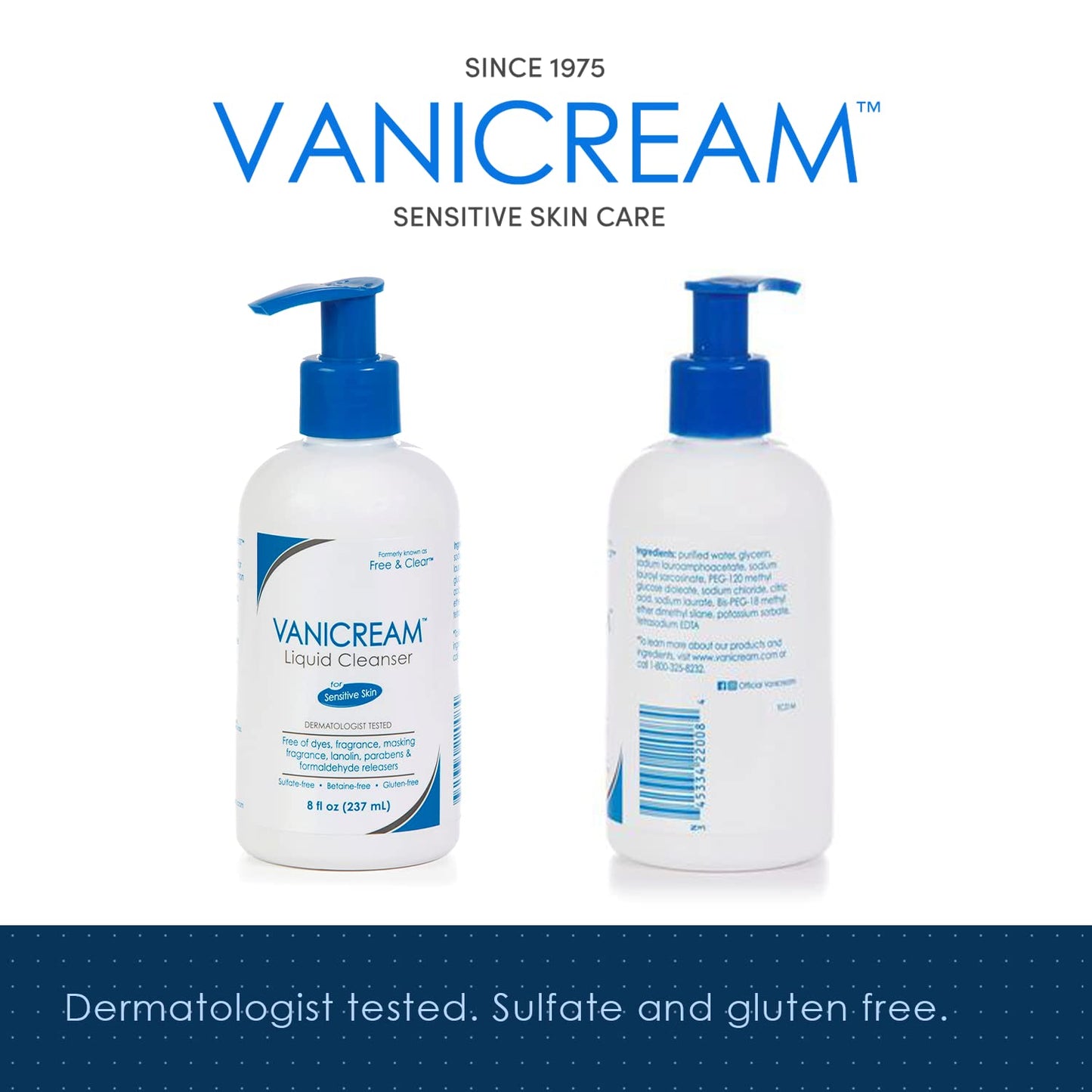 Vanicream Free and Clear Liquid Cleanser for Sensitive Skin 8 fl oz