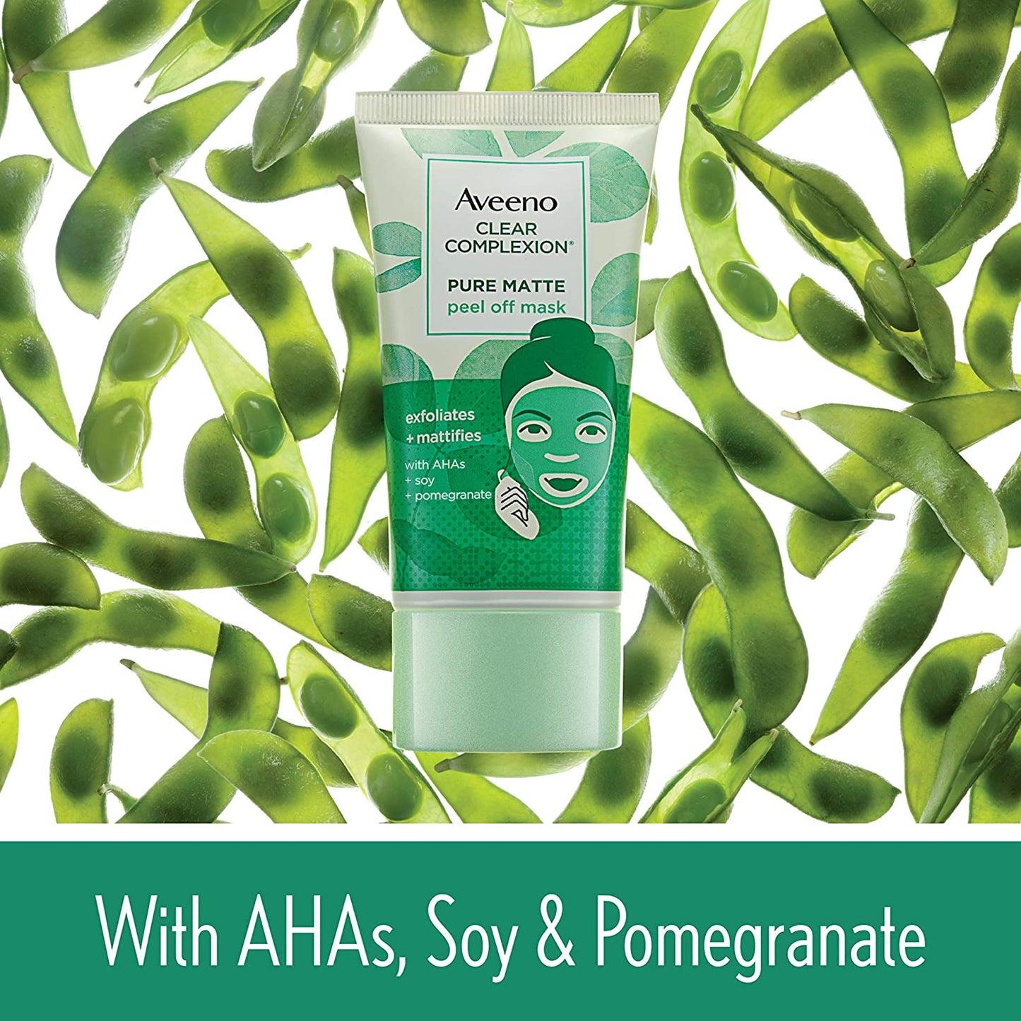 Aveeno Clear Complexion Purely Matte Peel Off Face Mask with AHA's + Soy & Pomegranate, 2.0 oz. / 59g