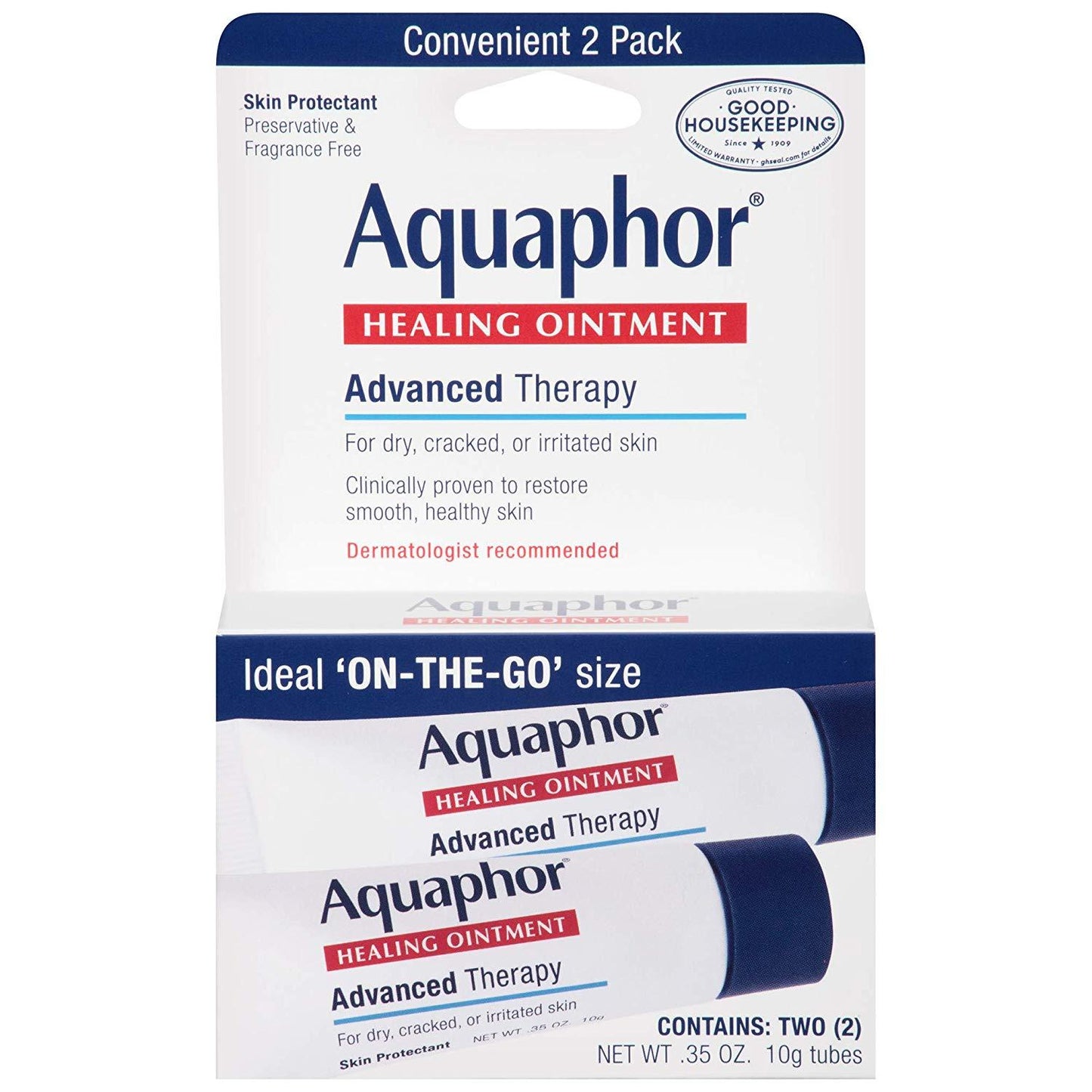 Aquaphor Advanced Therapy Healing Ointment Skin Protectant to Go Pack 2 Pack (2 x .35 oz)