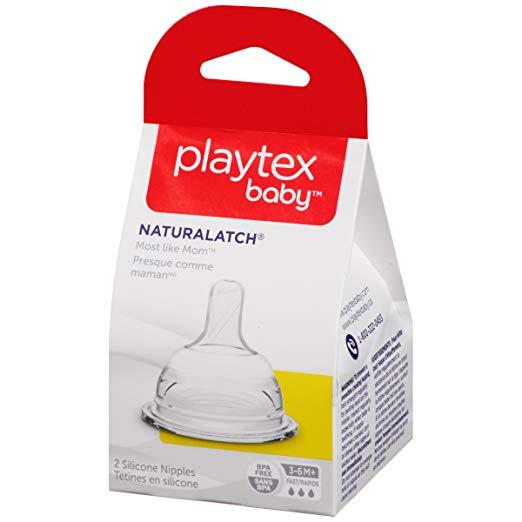 Playtex Baby Naturalatch Most like Mom 3-6M+ 2 Silicone Nipples