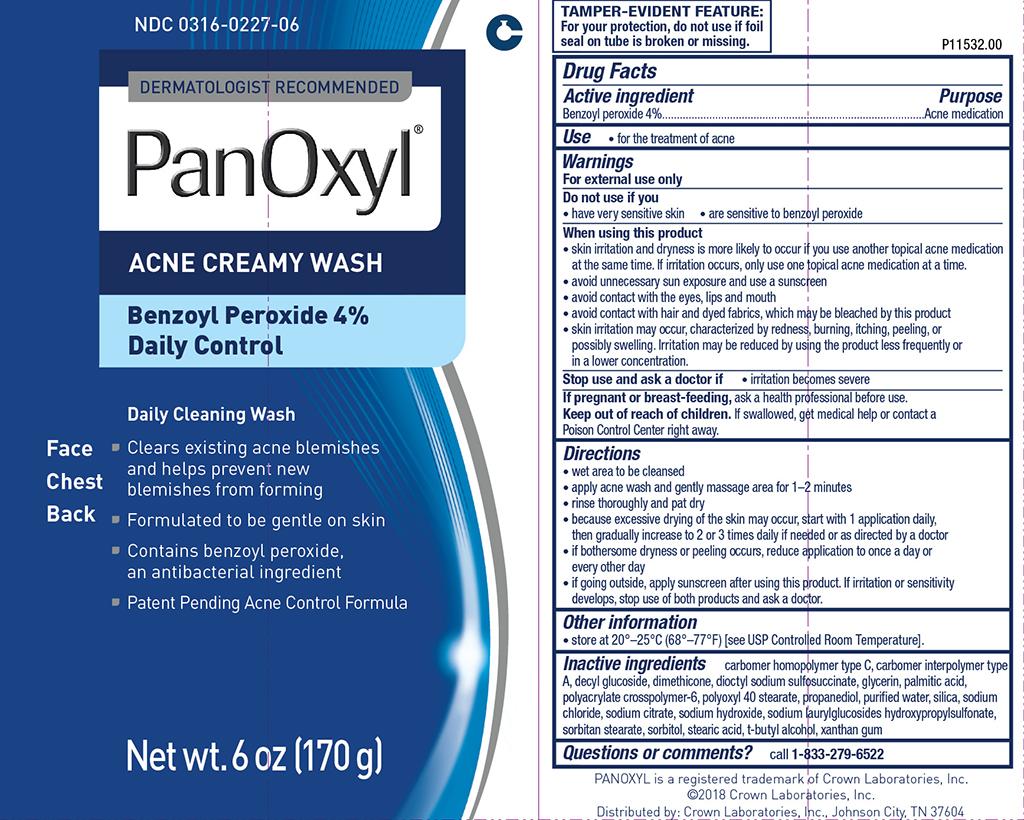 PanOxyl Acne Creamy Wash Benzoyl Peroxide 4% Daily Control 6 oz