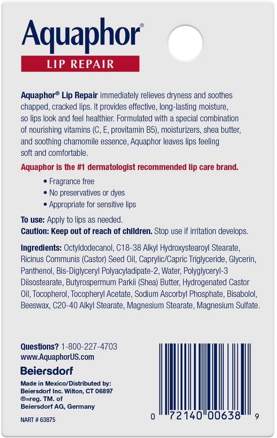 Aquaphor Lip Repair, 0.35 fl.oz / 10ml