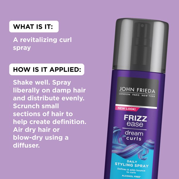 John Frieda Frizz Ease Dream Curls Daily Styling Spray with Rosehip Oil for Wavy & Curly Hair, 6.7 fl.oz / 200ml