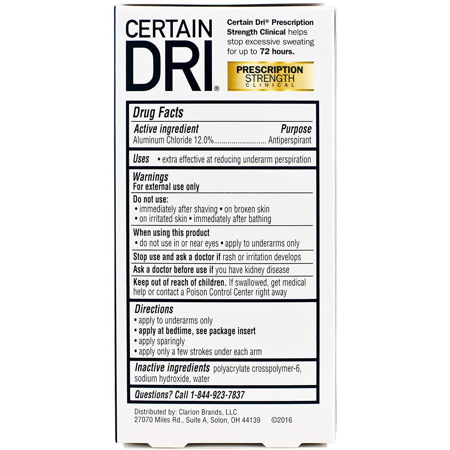 Certain DRI Prescription Strength Clinical, Roll-On Anti-Perspirant NO BOX