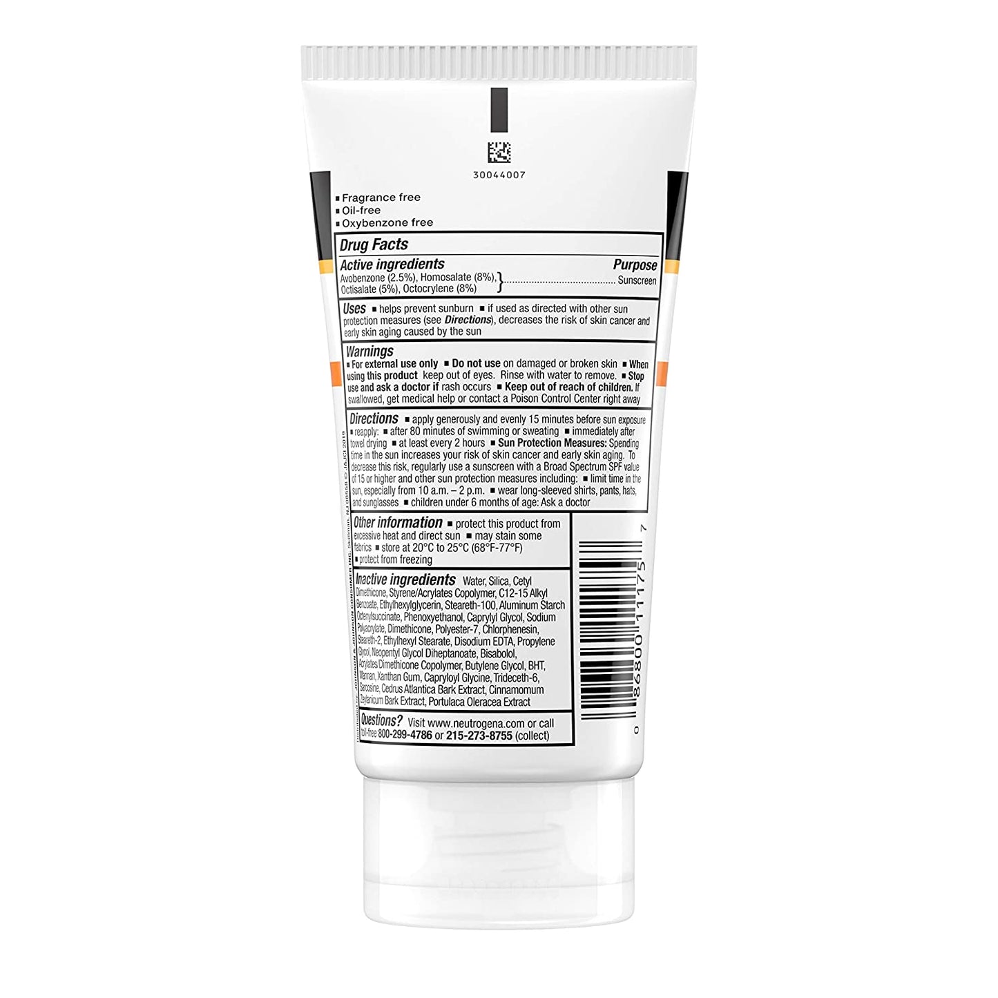 Neutrogena Clear Body Breakout-Free Oil Free Sunscreen, Broad Spectrum SPF 30, 5 fl.oz / 147 ml
