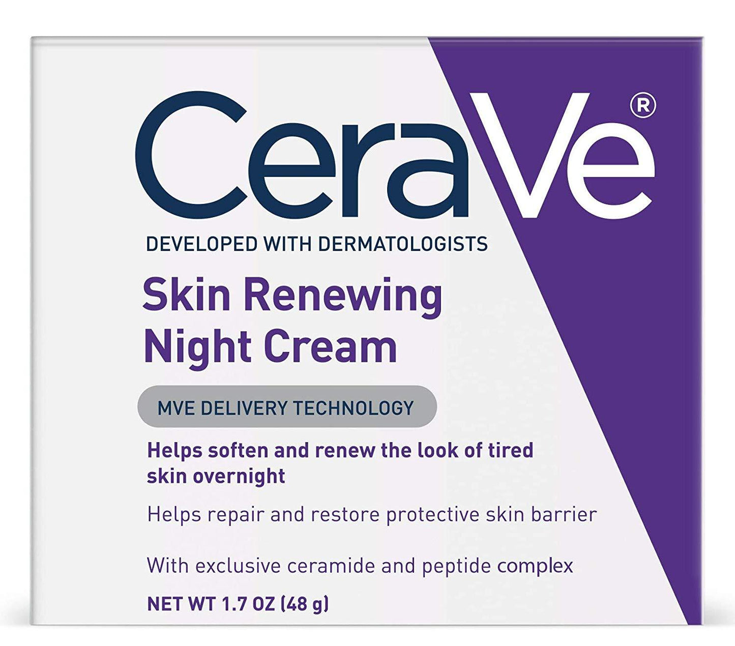CeraVe Skin Renewing Night Cream with Hyaluronic Acid & Niacinamide, Fragrance Free 1.7 oz (48 g)