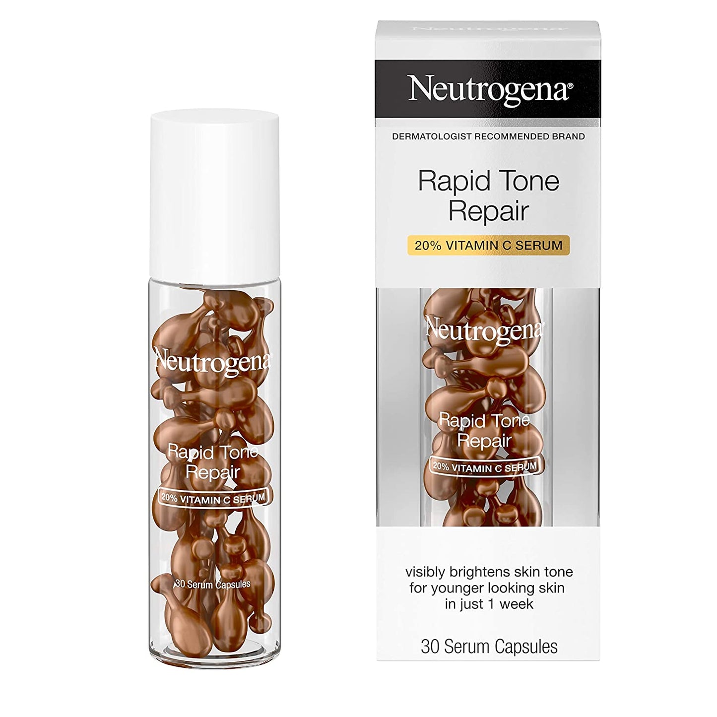 Neutrogena Rapid Tone Repair Brightening 20% Vitamin C Serum, 30 Serum Capsules