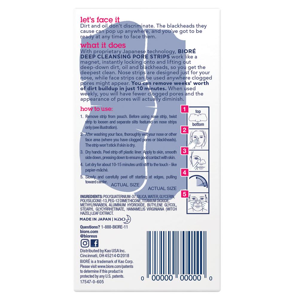 Biore Blackhead Fighting Duo for Nose & Face, Deep Cleansing Pore Strips 14 Combo