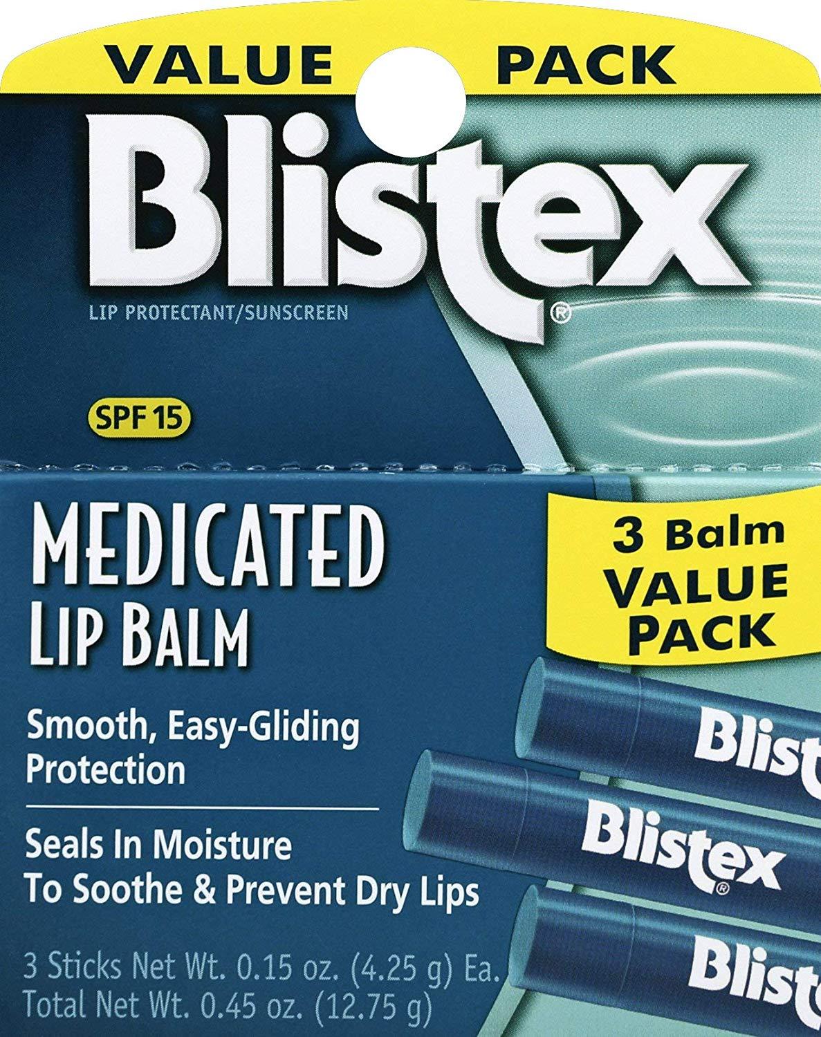 Blistex Medicated Lip Balm SPF 15, 0.15 Ounce (Pack of 3)