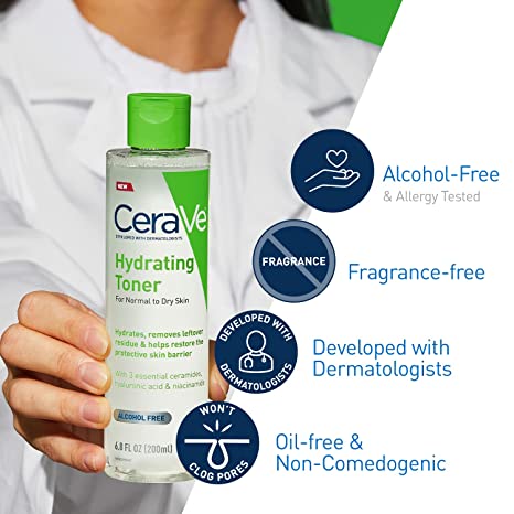 CeraVe Hydrating Toner For Normal To Dry Skin Helps Restore Protective Skin 6.8 Fl Oz (200ml)