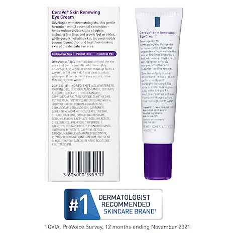 Cerave Skin Renewing Eye Cream Visibly Firms & Reduces Looks Of Fine Lines 0.5 Oz (14.2g) NO BOX